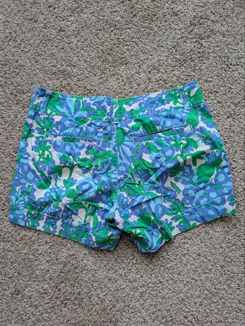 Lilly Pulitzer Womens Blue Green Callahan Cotton Floral Low Rise Shorts Size 4